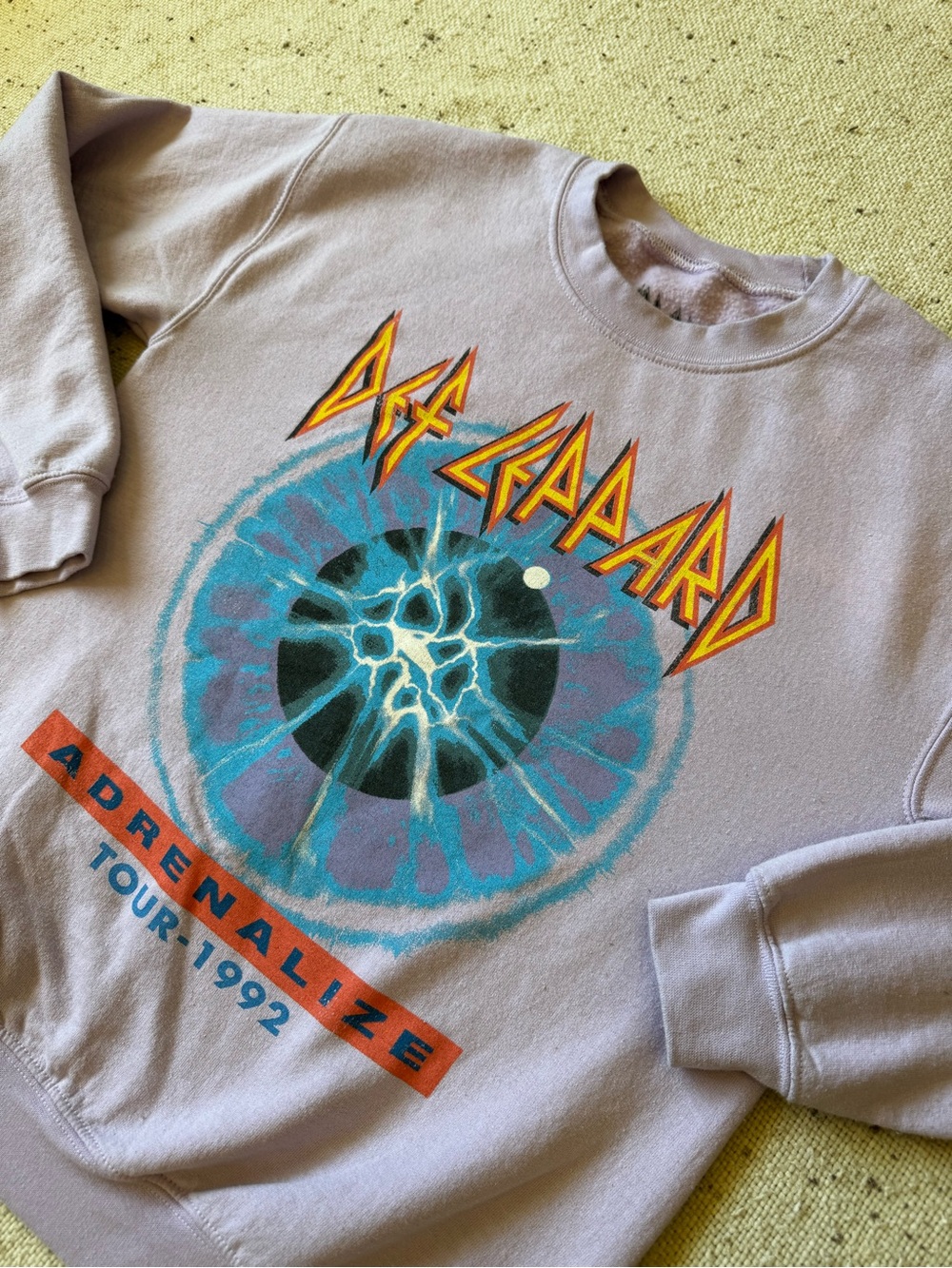 Def Leppard Adrenalize Tour 1992 Graphic Sweatshirt Purple Crewneck Rock Band